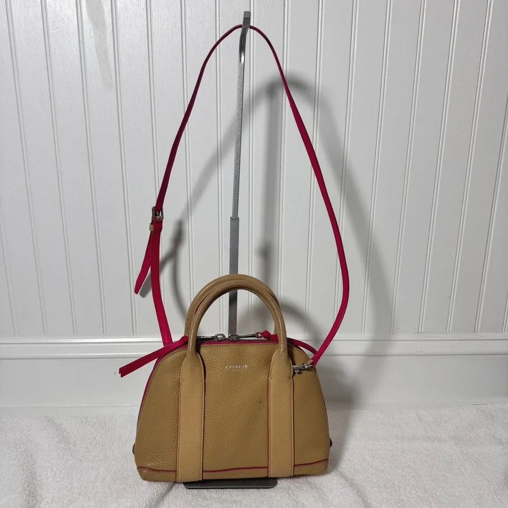 Coach Bleecker Mini Preston Satchel Camel Leather Crossbody Pink Edgepaint